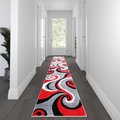 Flash Furniture Red 3' x 16' Modern Plush Abstract Area Rug KP-RG952-316-RD-GG